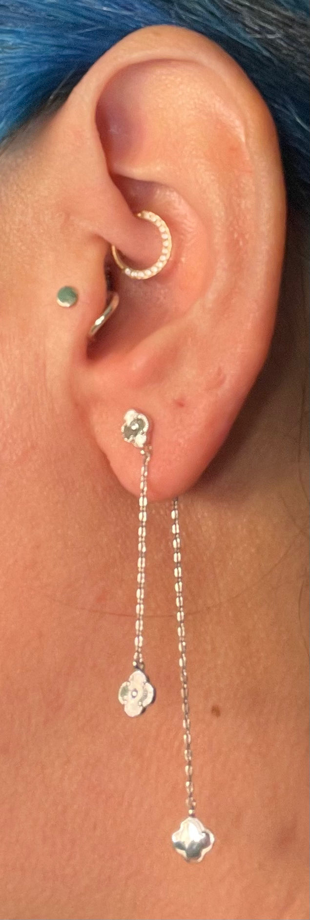 Clover Charm Chain Dangle Earrings