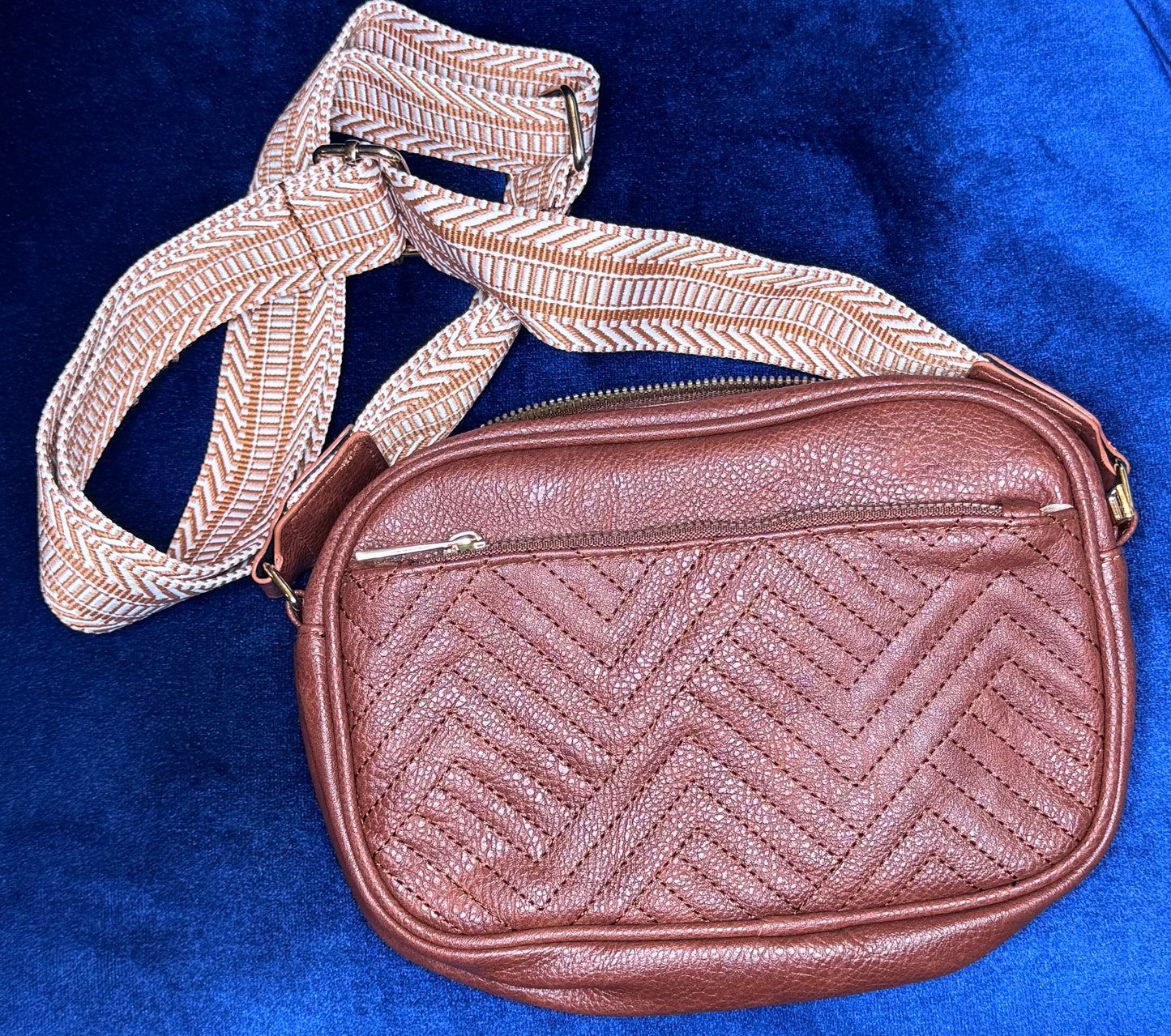 Chestnut Quilted Faux Leather Crossbody