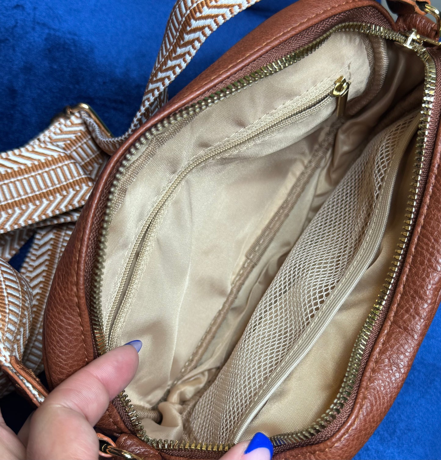 Chestnut Quilted Faux Leather Crossbody