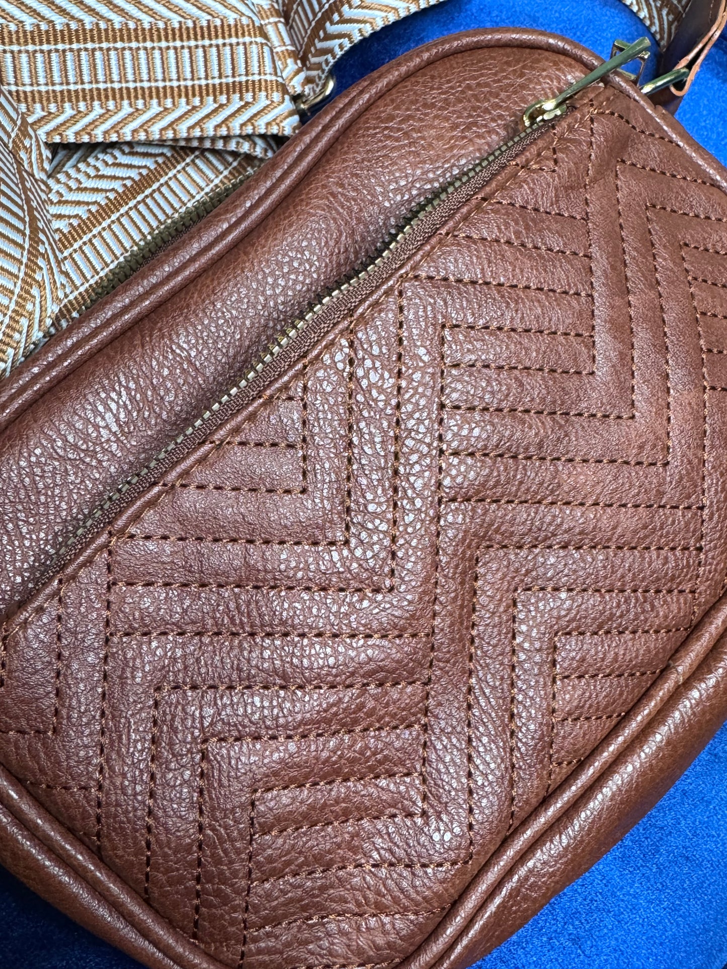 Chestnut Quilted Faux Leather Crossbody