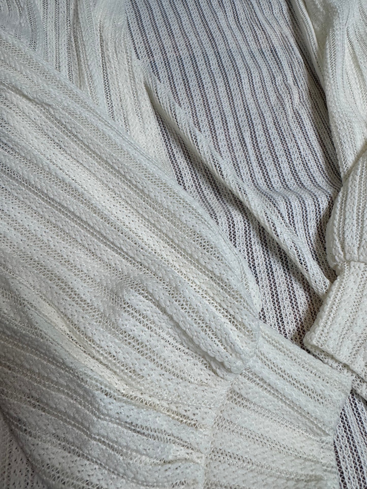 Beige Textured Lantern Sleeve Open Kimono