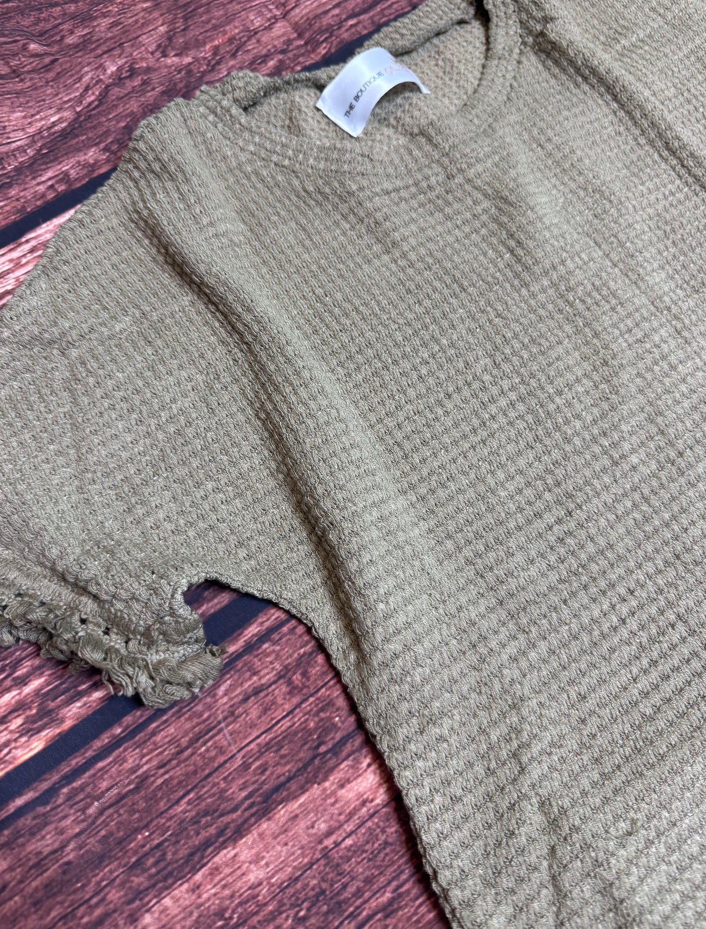 Laurel Green Fringe Trim Textured Short Two Piece Set