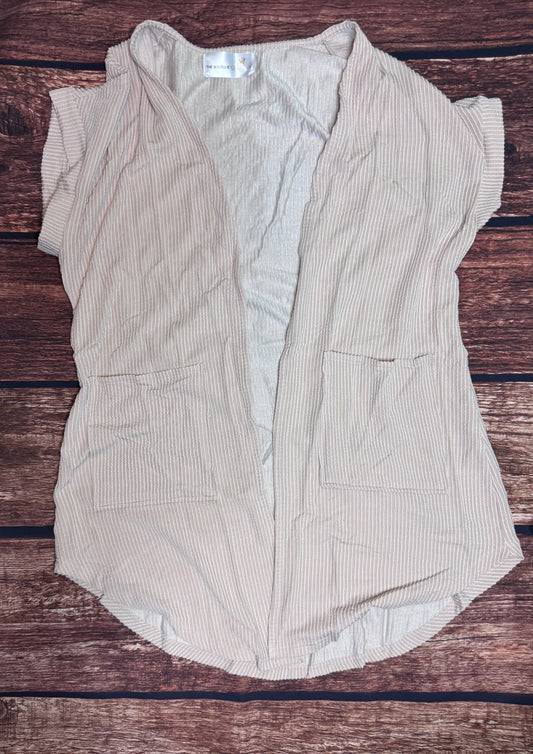 Ribbed Pocketed Short Sleeve Cardigan