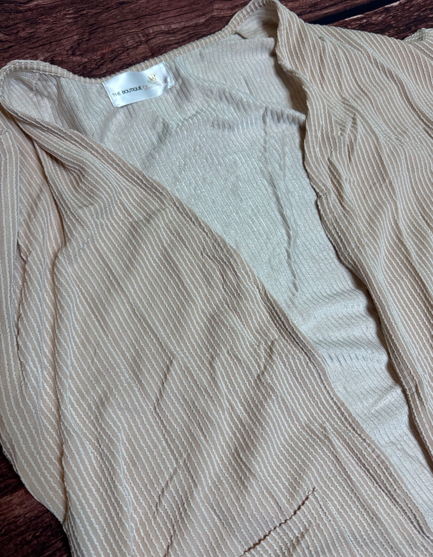 Ribbed Pocketed Short Sleeve Cardigan