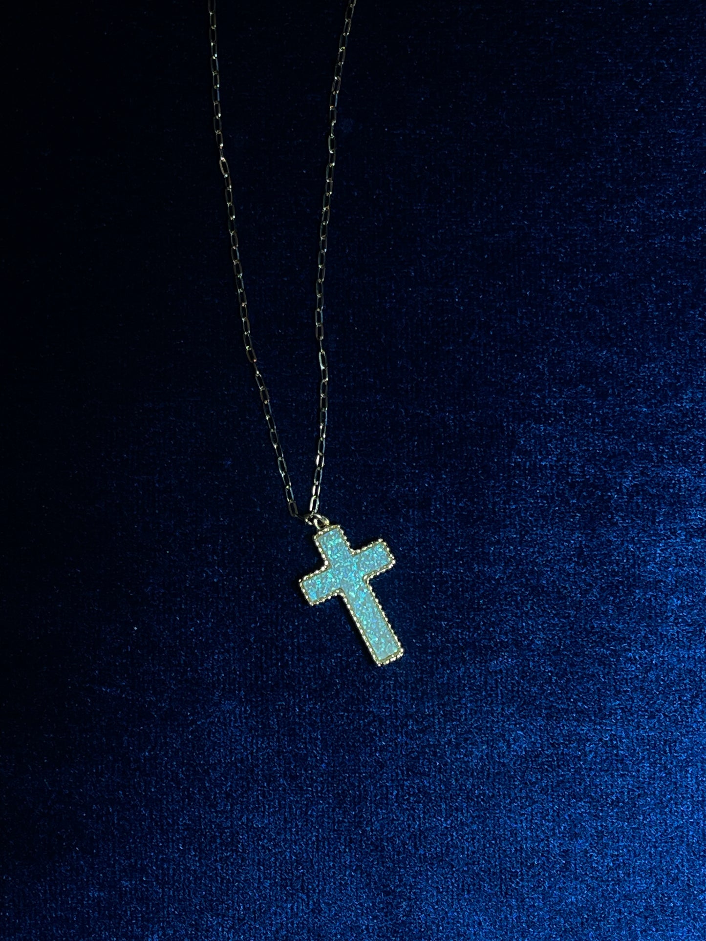 Stone Cross Pendant Necklace