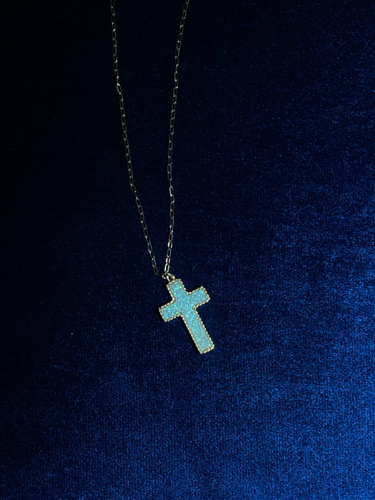 Stone Cross Pendant Necklace