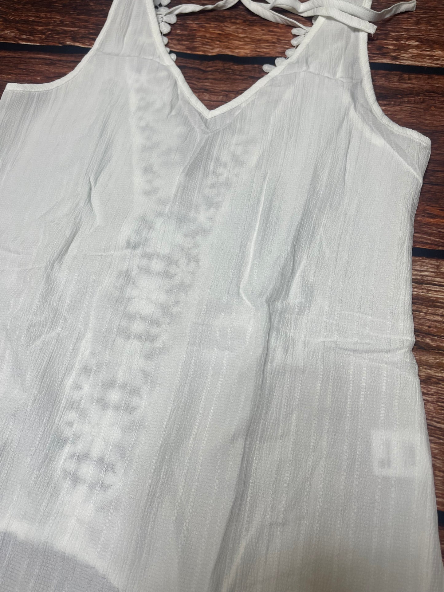 White Lace V Neck Top