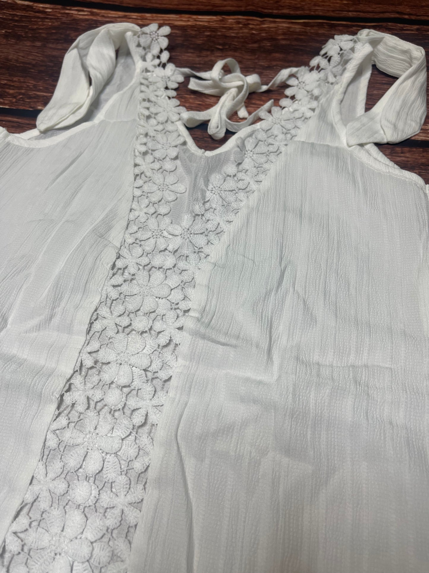 White Lace V Neck Top