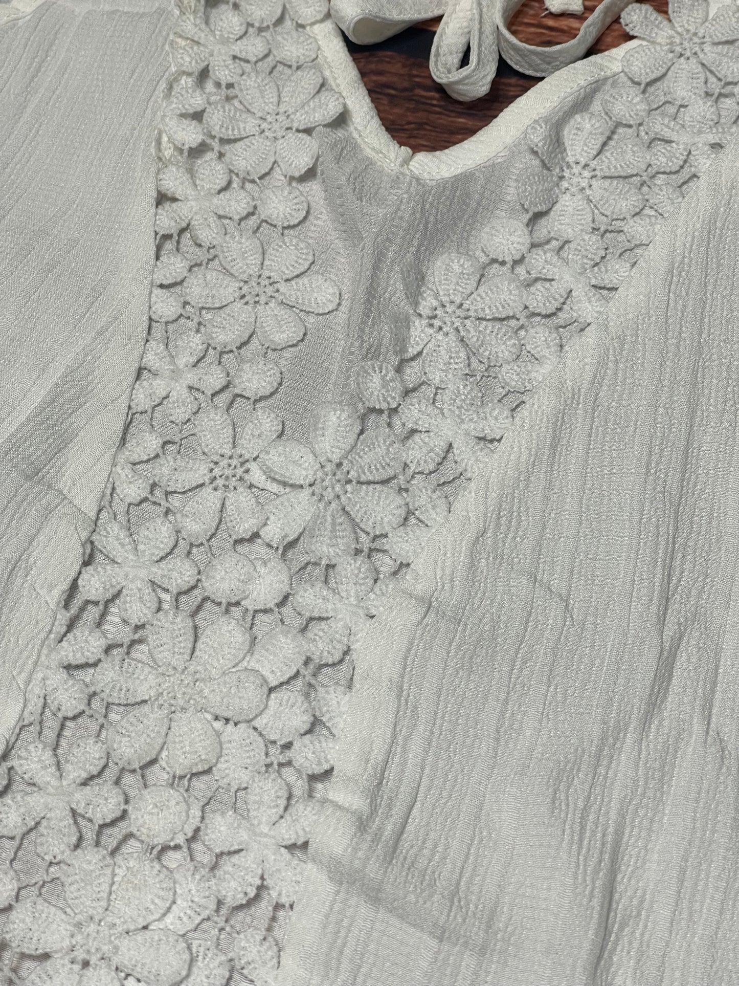 White Lace V Neck Top