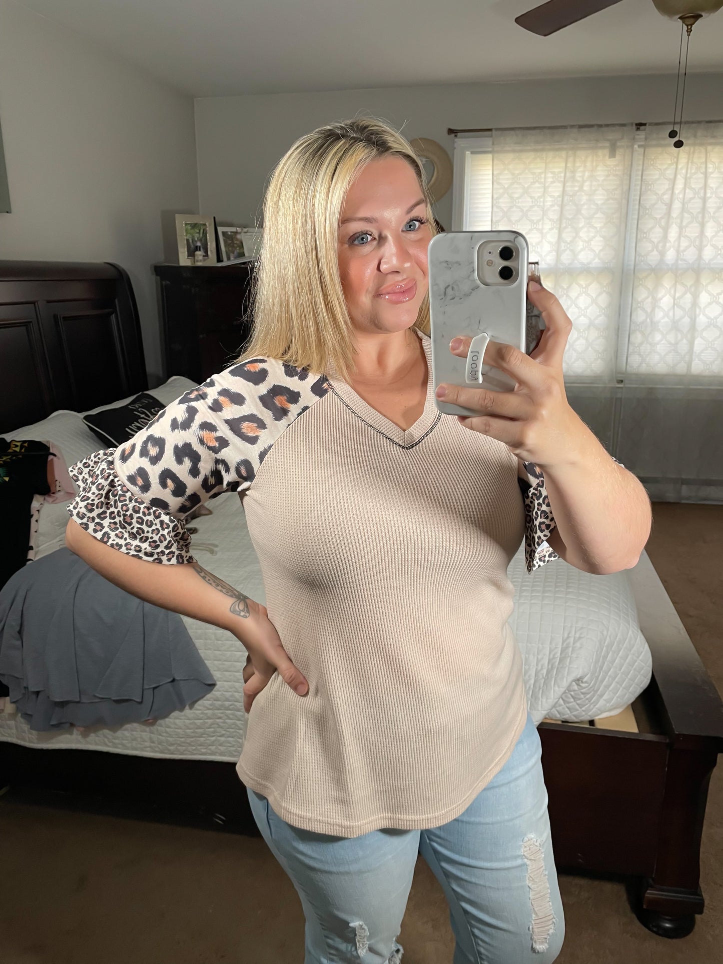 Serengeti Leopard Waffle Knit Top